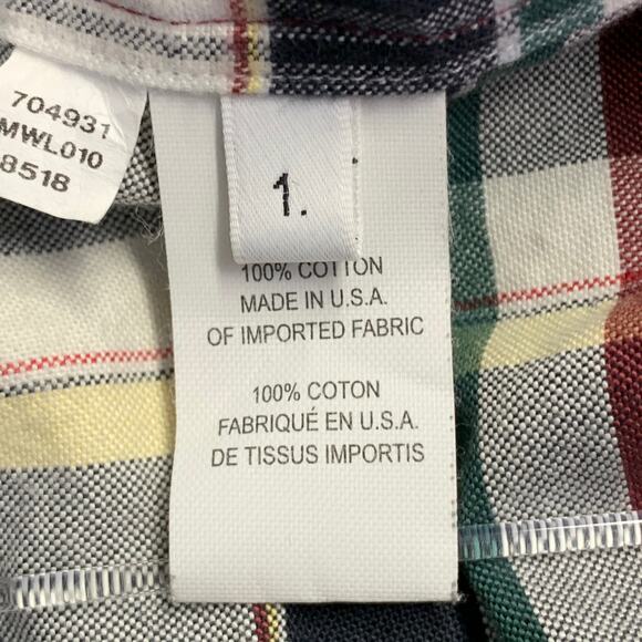 THOM BROWNE Size XS Multi Color Plaid Cotton One Pocket Long Sleeve Shirt - Picture 6 of 6